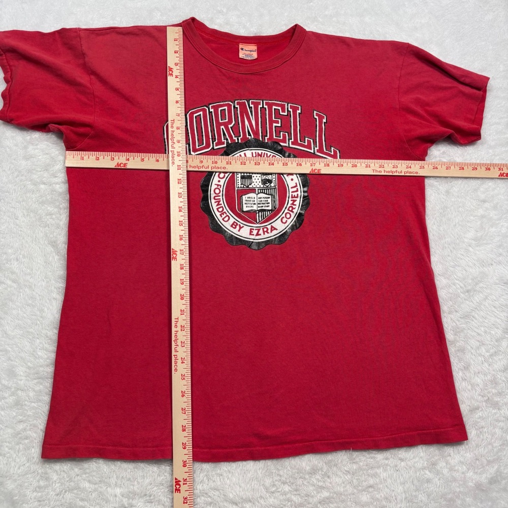 VTG 90s Champion Cornell University TShirt Men XXL Red Graphic MADE USA Distress - Picture 7 of 10